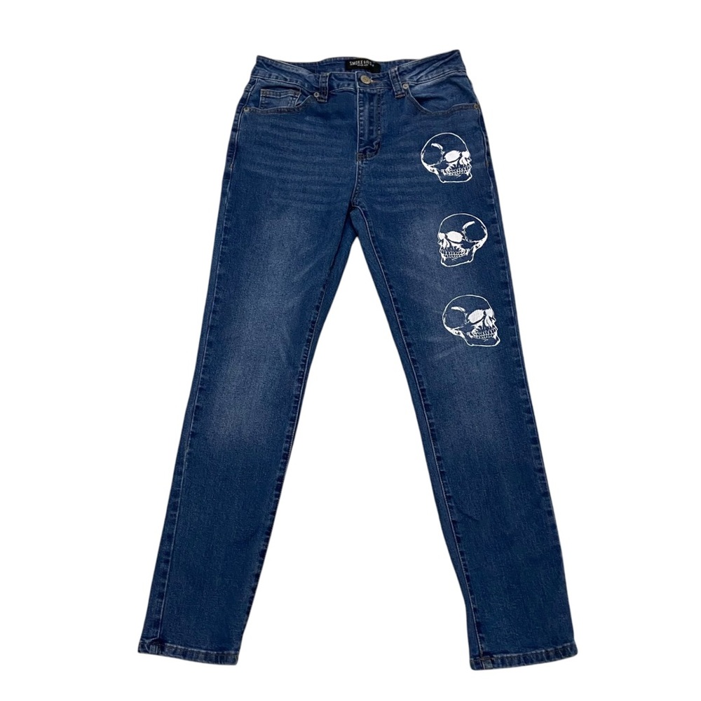 Smoke & Ash Premium Denim Skull Jeans Men’s 30 Blue